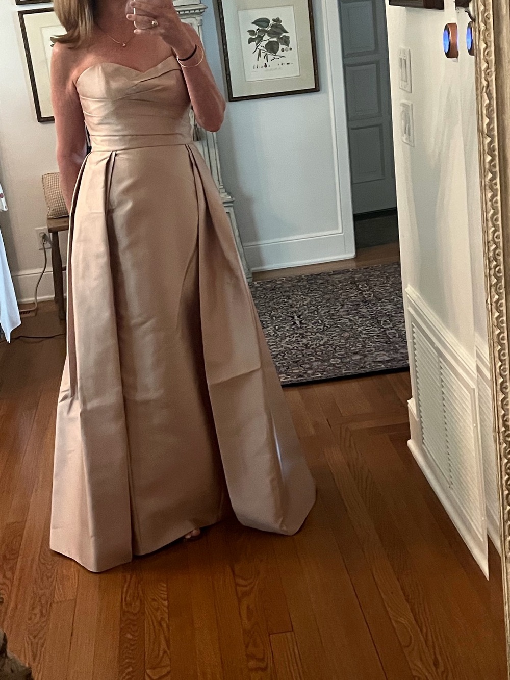Elegant Champagne Strapless Evening Gown